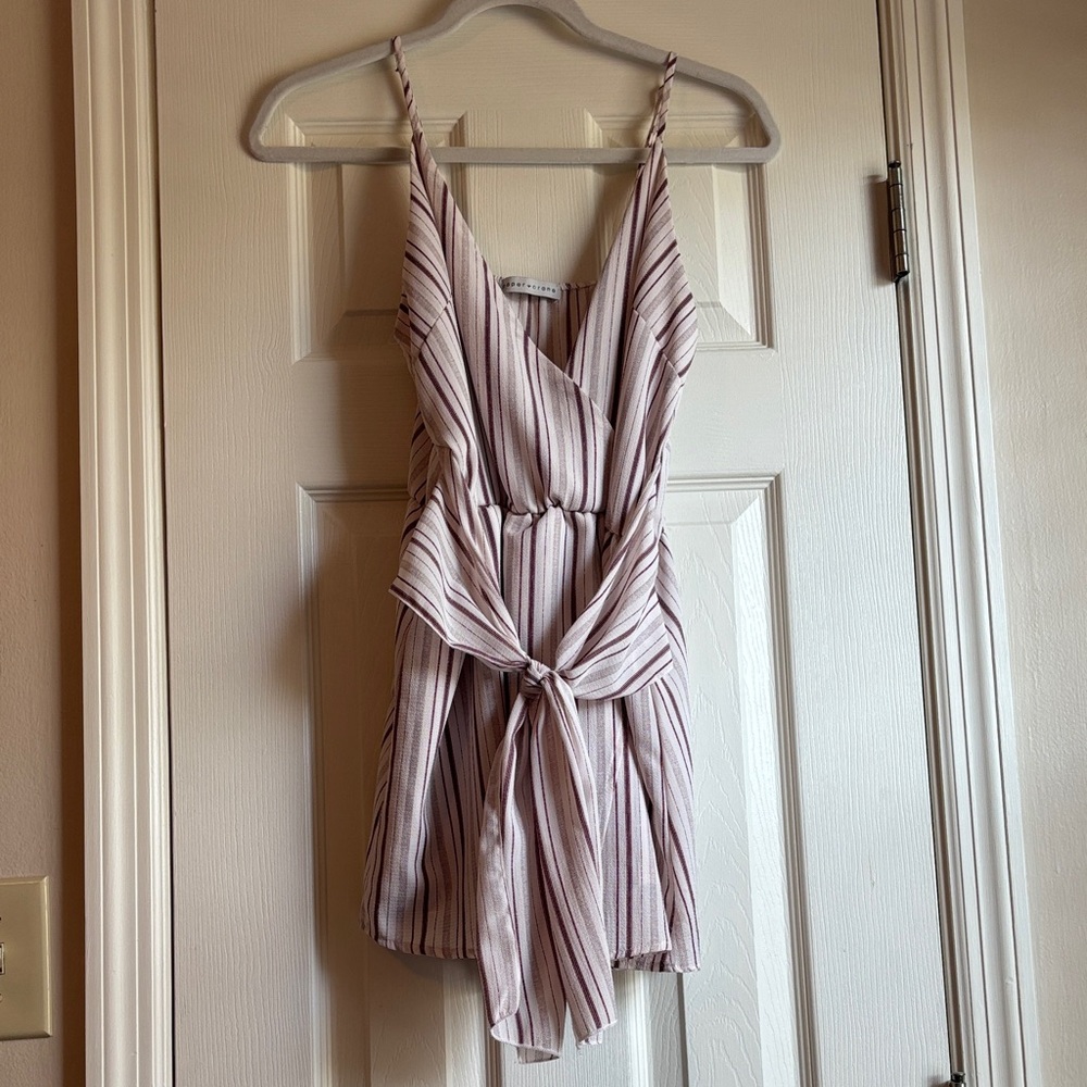 Striped Sleeveless Wrap Dress/romper